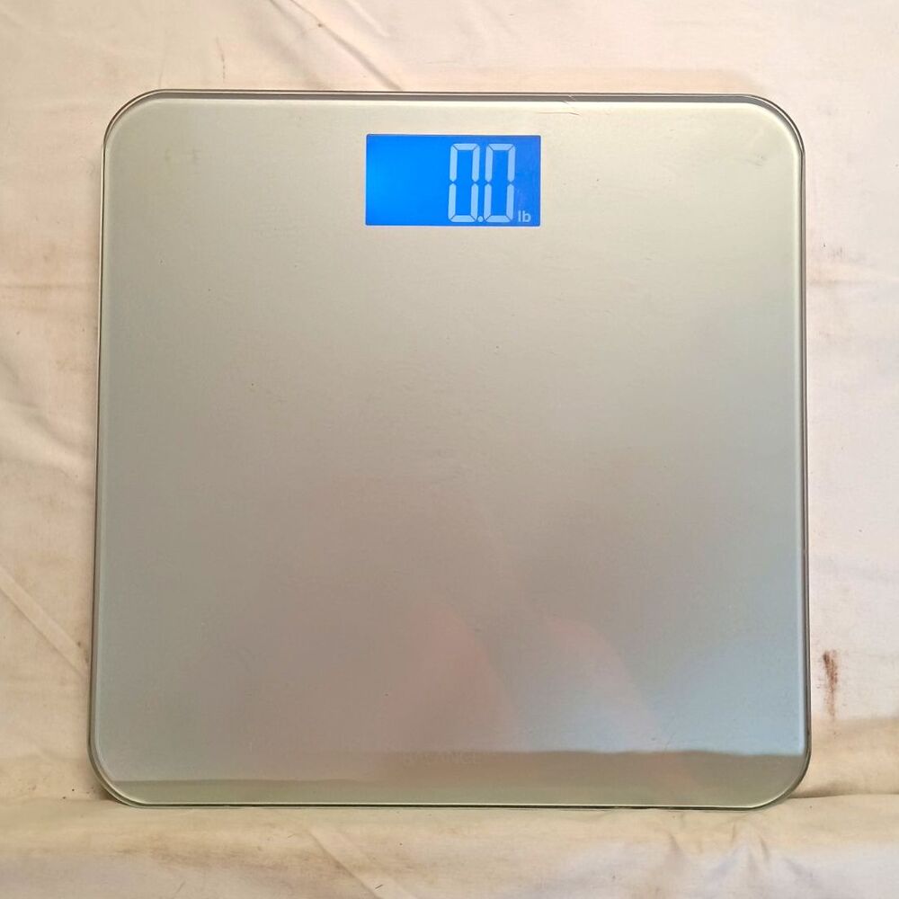 Greater Goods Balance 0390 Digital Bathroom Scale Silver Glass 400 lb